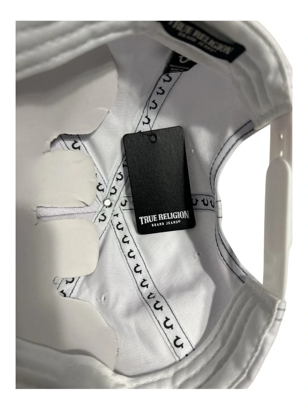 True Religion White Cap with Red TRUE Logo